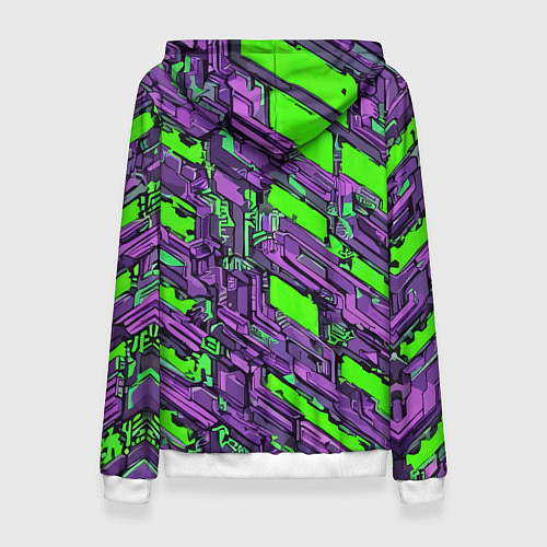 Женская толстовка Фиолетовые фрагменты на зелёном фоне / 3D-Белый – фото 2