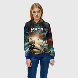 Толстовка-худи женская Масс эффект - космос, цвет: 3D-синий — фото 2