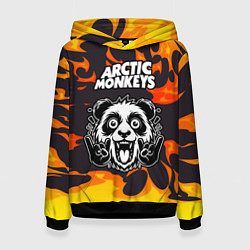 Толстовка-худи женская Arctic Monkeys рок панда и огонь, цвет: 3D-черный