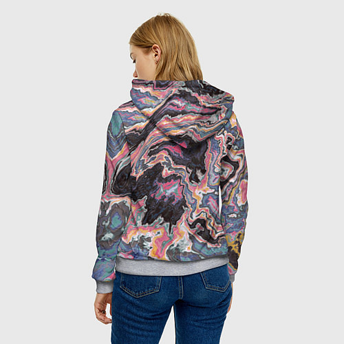 Женская толстовка Мраморный узор разноцветный / 3D-Меланж – фото 4