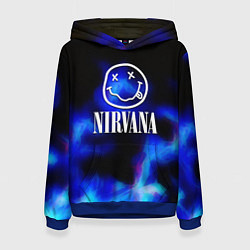 Толстовка-худи женская Nirvana flame ghost steel, цвет: 3D-синий