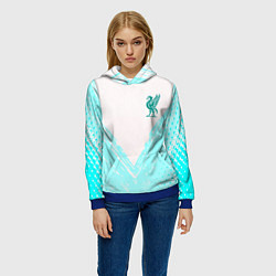Толстовка-худи женская Liverpool logo texture fc, цвет: 3D-синий — фото 2