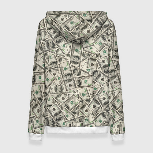 Женская толстовка Деньги - 100 долларовые купюры / 3D-Белый – фото 2