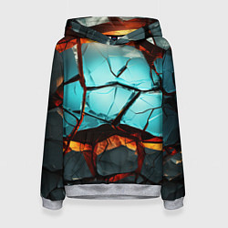 Толстовка-худи женская Абстрактные камни разломленные, цвет: 3D-меланж