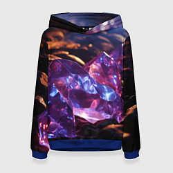 Толстовка-худи женская Фиолетовые комические камни, цвет: 3D-синий
