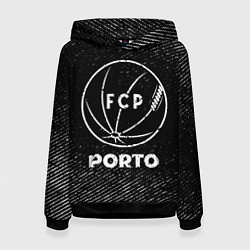 Толстовка-худи женская Porto с потертостями на темном фоне, цвет: 3D-черный