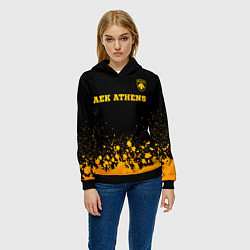 Толстовка-худи женская AEK Athens - gold gradient посередине, цвет: 3D-черный — фото 2