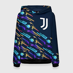 Толстовка-худи женская Juventus градиентные мячи, цвет: 3D-черный