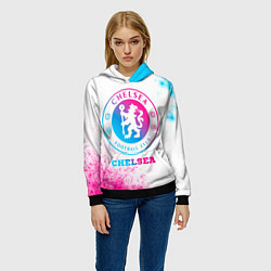 Толстовка-худи женская Chelsea neon gradient style, цвет: 3D-черный — фото 2