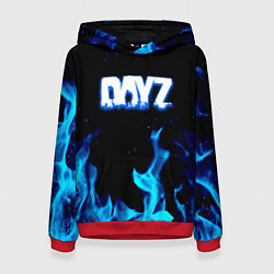 Толстовка-худи женская Dayz синий огонь лого, цвет: 3D-красный