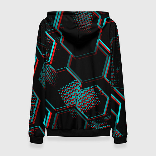 Женская толстовка Leeds United FC в стиле glitch на темном фоне / 3D-Черный – фото 2