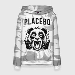 Толстовка-худи женская Placebo рок панда на светлом фоне, цвет: 3D-белый