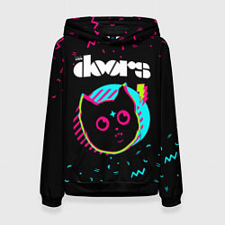 Толстовка-худи женская The Doors - rock star cat, цвет: 3D-черный