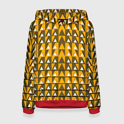 Толстовка-худи женская Узор из треугольников жёлтый, цвет: 3D-красный