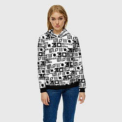 Толстовка-худи женская Thirty Seconds to Mars pattern rock, цвет: 3D-черный — фото 2