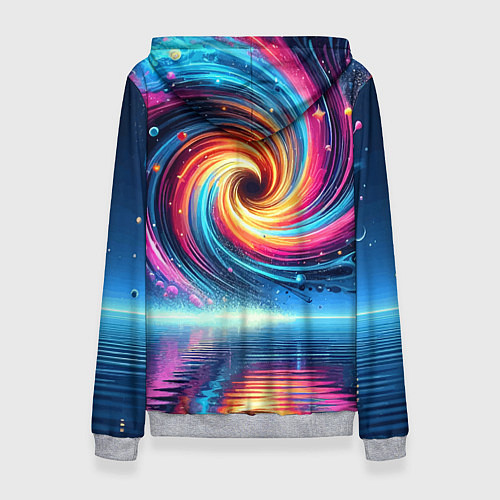 Женская толстовка Неоновая космическая абстракция - нейросеть / 3D-Меланж – фото 2