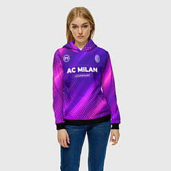 Толстовка-худи женская AC Milan legendary sport grunge, цвет: 3D-черный — фото 2