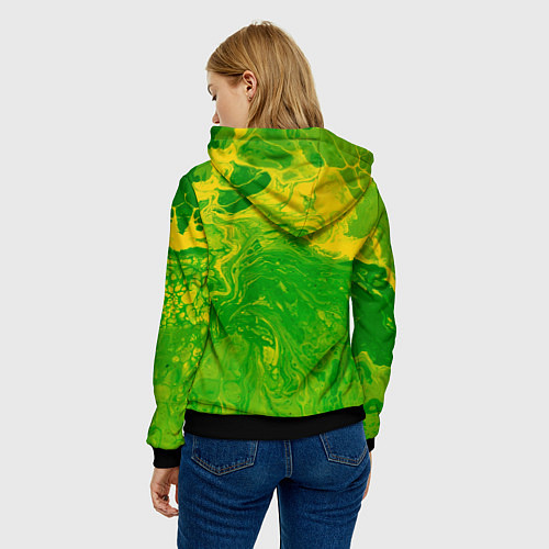 Женская толстовка Зеленые подтеки / 3D-Черный – фото 4