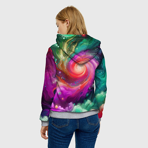 Женская толстовка Космическая неоновая фантазия - нейросеть / 3D-Меланж – фото 4