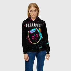 Толстовка-худи женская Paramore - rock star cat, цвет: 3D-черный — фото 2
