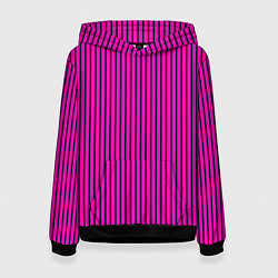 Толстовка-худи женская Яркий розовый в полоску, цвет: 3D-черный