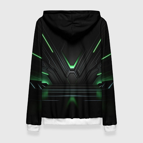 Женская толстовка Футуристическая абстракция с зеленым неоновым свет / 3D-Белый – фото 2