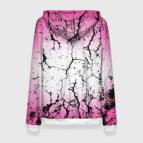 Женская толстовка Текстура чёрных трещин на розовом переливе / 3D-Белый – фото 2
