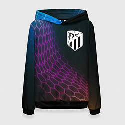 Толстовка-худи женская Atletico Madrid футбольная сетка, цвет: 3D-черный