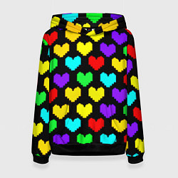 Толстовка-худи женская Undertale heart pattern, цвет: 3D-черный
