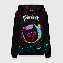 Толстовка-худи женская Bullet For My Valentine - rock star cat, цвет: 3D-черный