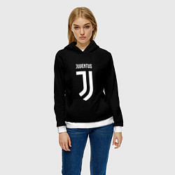 Толстовка-худи женская Juventus sport fc белое лого, цвет: 3D-белый — фото 2