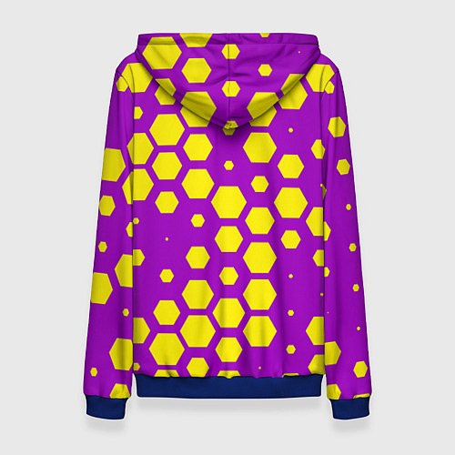 Женская толстовка Желтые соты на фиолетовом фоне / 3D-Синий – фото 2
