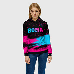Толстовка-худи женская Roma - neon gradient посередине, цвет: 3D-черный — фото 2