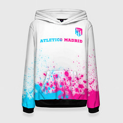 Женская толстовка Atletico Madrid neon gradient style посередине