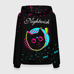 Толстовка-худи женская Nightwish - rock star cat, цвет: 3D-черный