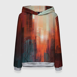 Толстовка-худи женская Размытый город на закате, цвет: 3D-меланж