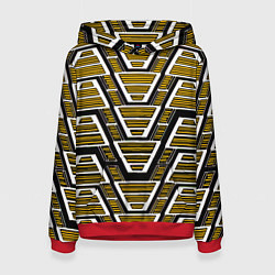 Толстовка-худи женская Техно броня жёлтая, цвет: 3D-красный