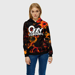 Толстовка-худи женская Ozzy Osbourne red lava, цвет: 3D-черный — фото 2