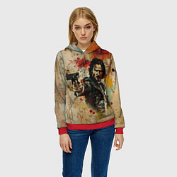 Толстовка-худи женская Джон Уик с пистолетом в стиле гранж, цвет: 3D-красный — фото 2