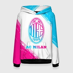 Толстовка-худи женская AC Milan neon gradient style, цвет: 3D-черный