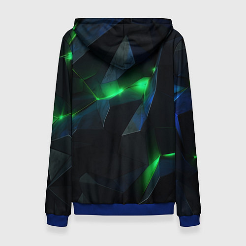Женская толстовка Объемная геометрическая зеленая неоновая абстракци / 3D-Синий – фото 2