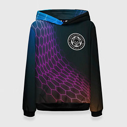 Толстовка-худи женская Leicester City футбольная сетка, цвет: 3D-черный