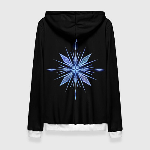 Женская толстовка Голубая снежинка на черном фоне / 3D-Белый – фото 2