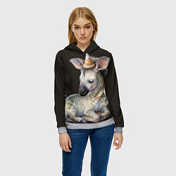 Толстовка-худи женская Жеребенок в колпачке - милая зебра, цвет: 3D-меланж — фото 2