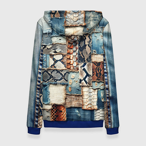 Женская толстовка Змеиная кожа - пэчворк / 3D-Синий – фото 2