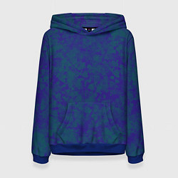 Толстовка-худи женская Камуфляж синий с зелеными пятнами, цвет: 3D-синий