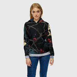 Толстовка-худи женская Череп и кровавые ягоды, цвет: 3D-меланж — фото 2