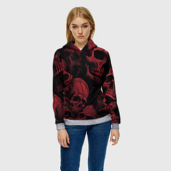 Толстовка-худи женская Кровавые черепа, цвет: 3D-меланж — фото 2