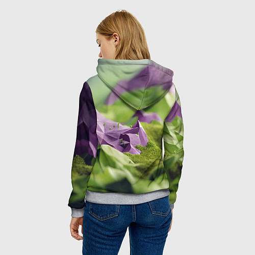 Женская толстовка Геометрический пейзаж фиолетовый и зеленый / 3D-Меланж – фото 4