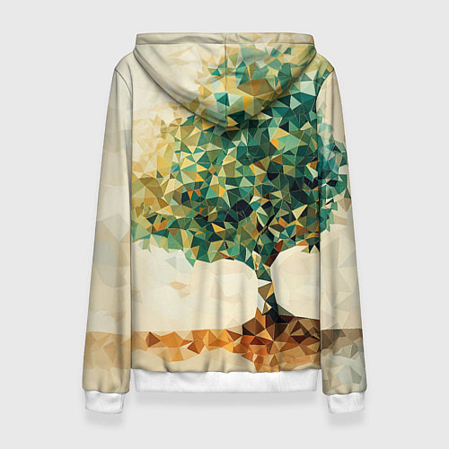Женская толстовка Многоугольное дерево с листьями / 3D-Белый – фото 2